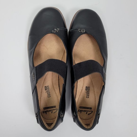 Clarks Collection Soft Cushion Women's Mary Jane Black Leather Shoes US Size 7.5 - Picture 5 of 8